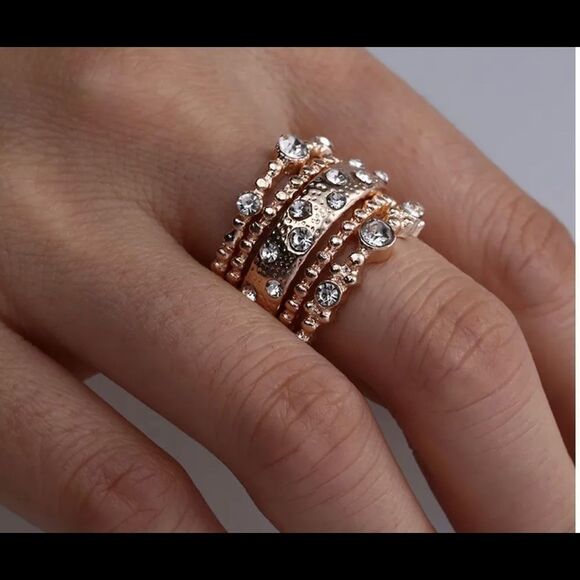 Rose Gold Stackable Rings  - Picture 2 of 2